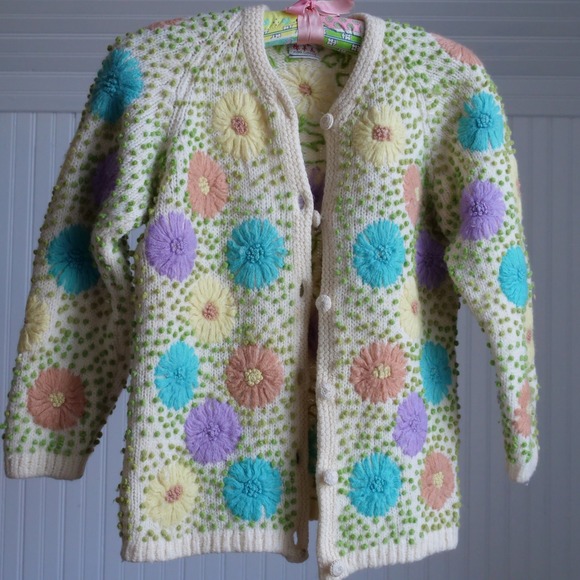 60s/70s‎ Yung Lung floral embroidered wool cardigan - Picture 6 of 8